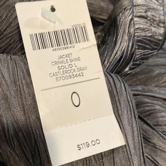 *Final Price* Chico’s Jacket Crinkle Shine Castlerock Gray Size 6/8 NWT Size 0 - Picture 6 of 7